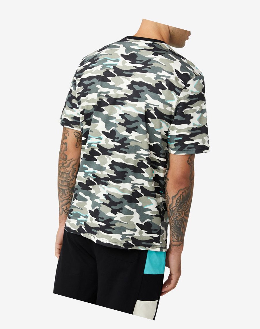 Fila Valentine Camo Tee Czarne | OMDTW-4702