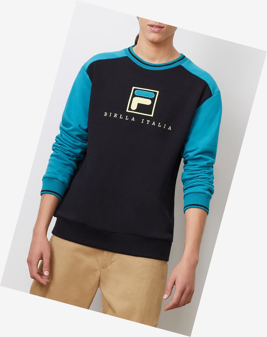 Fila Ventura Sweatshirt Blk/Hblu/Gfus | CSMBW-0397