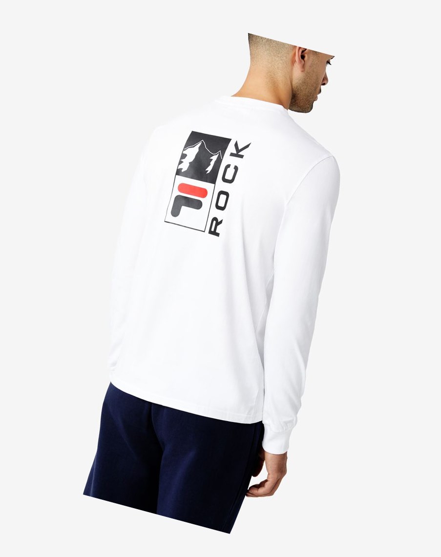 Fila Vesuvius Long Sleeve Tee Białe Czarne Czerwone | EWUVL-8964