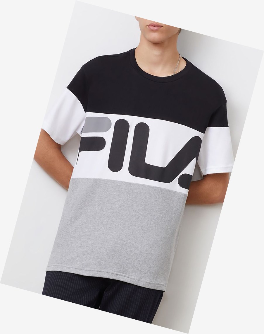 Fila Vialli Tee Czarne Szare Białe | CWMTD-1746