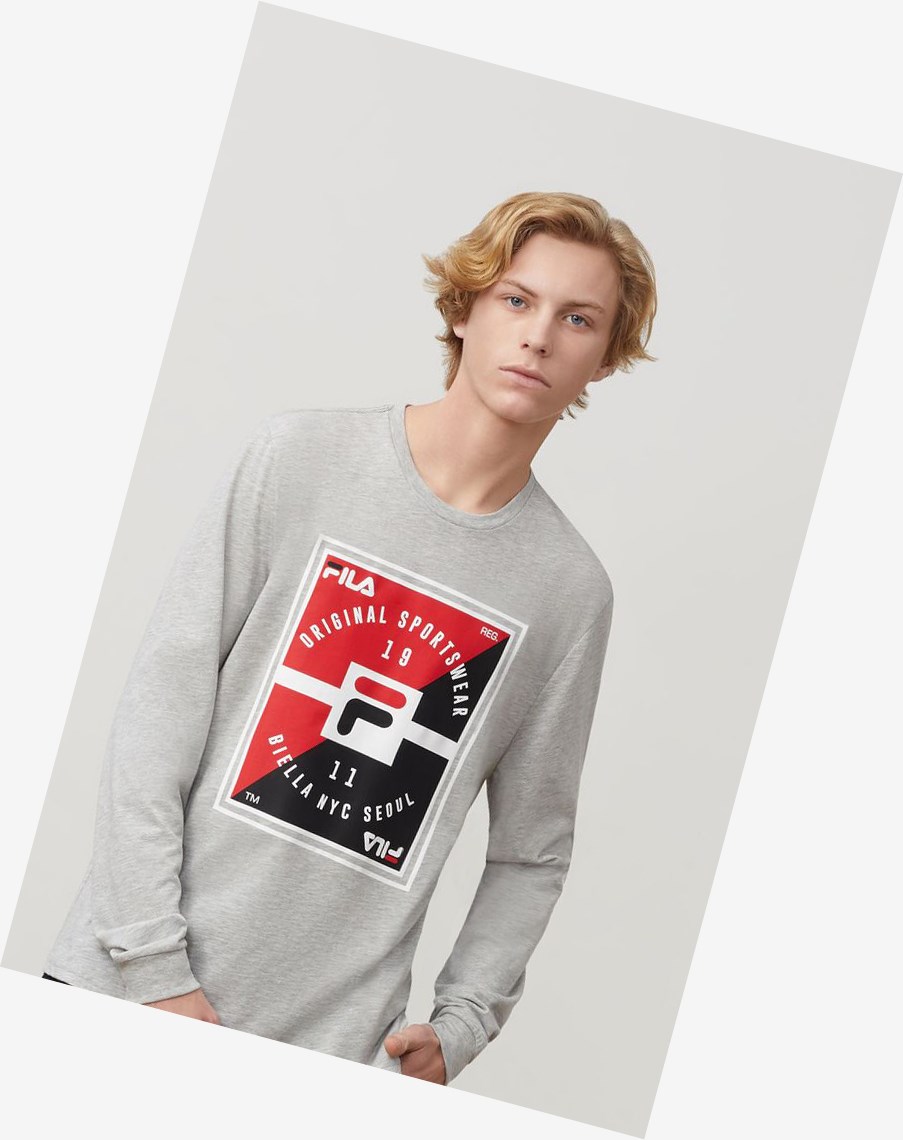 Fila Vicente Grafiką Tee Greyheather | KSHCV-3965