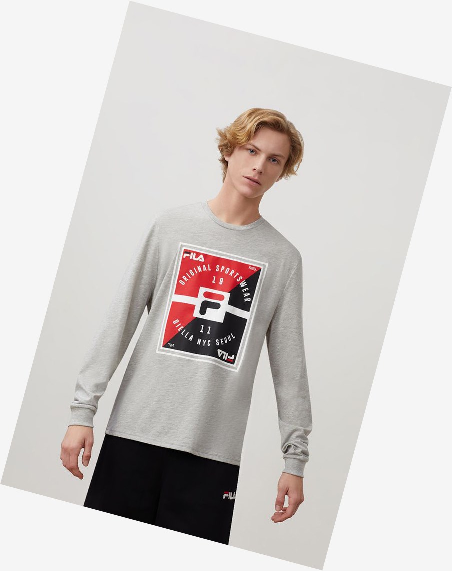 Fila Vicente Grafiką Tee Greyheather | WKPNH-1526