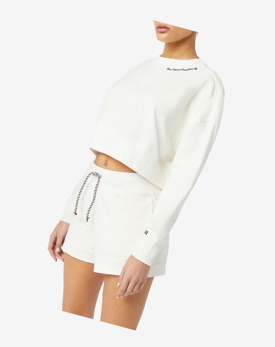 Fila Vitalia Cropped Crew Białe | QAZIL-7821