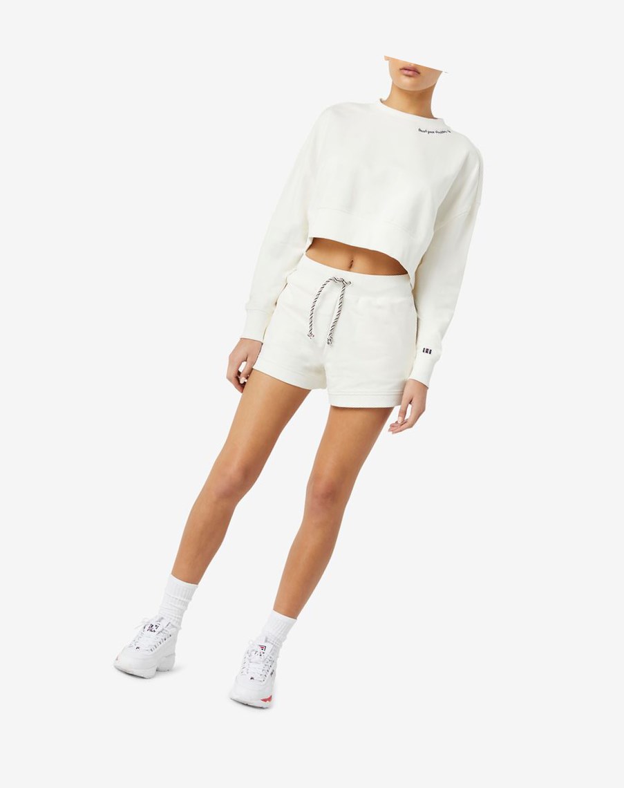 Fila Vitalia Cropped Crew Białe | QAZIL-7821