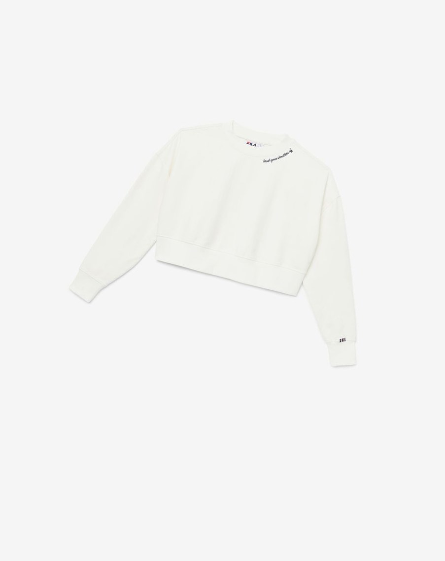 Fila Vitalia Cropped Crew Białe | QAZIL-7821