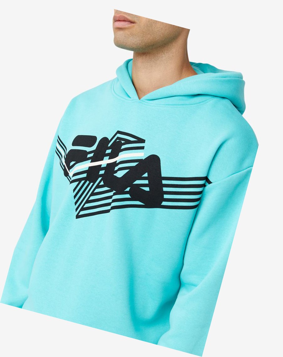 Fila Waldo Hoodie Niebieskie Turkusowe Czarne | EKAFV-0843