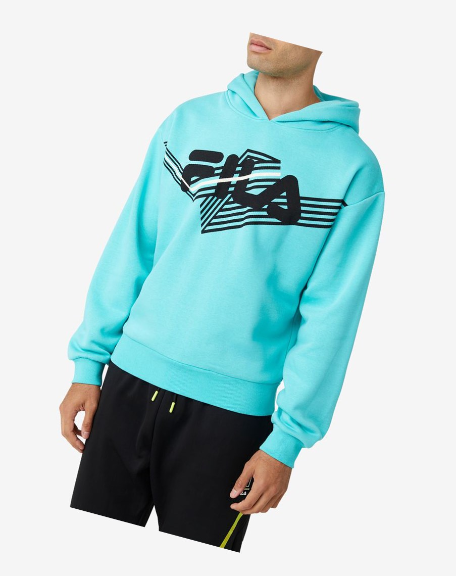 Fila Waldo Hoodie Niebieskie Turkusowe Czarne | ZAHGF-9624