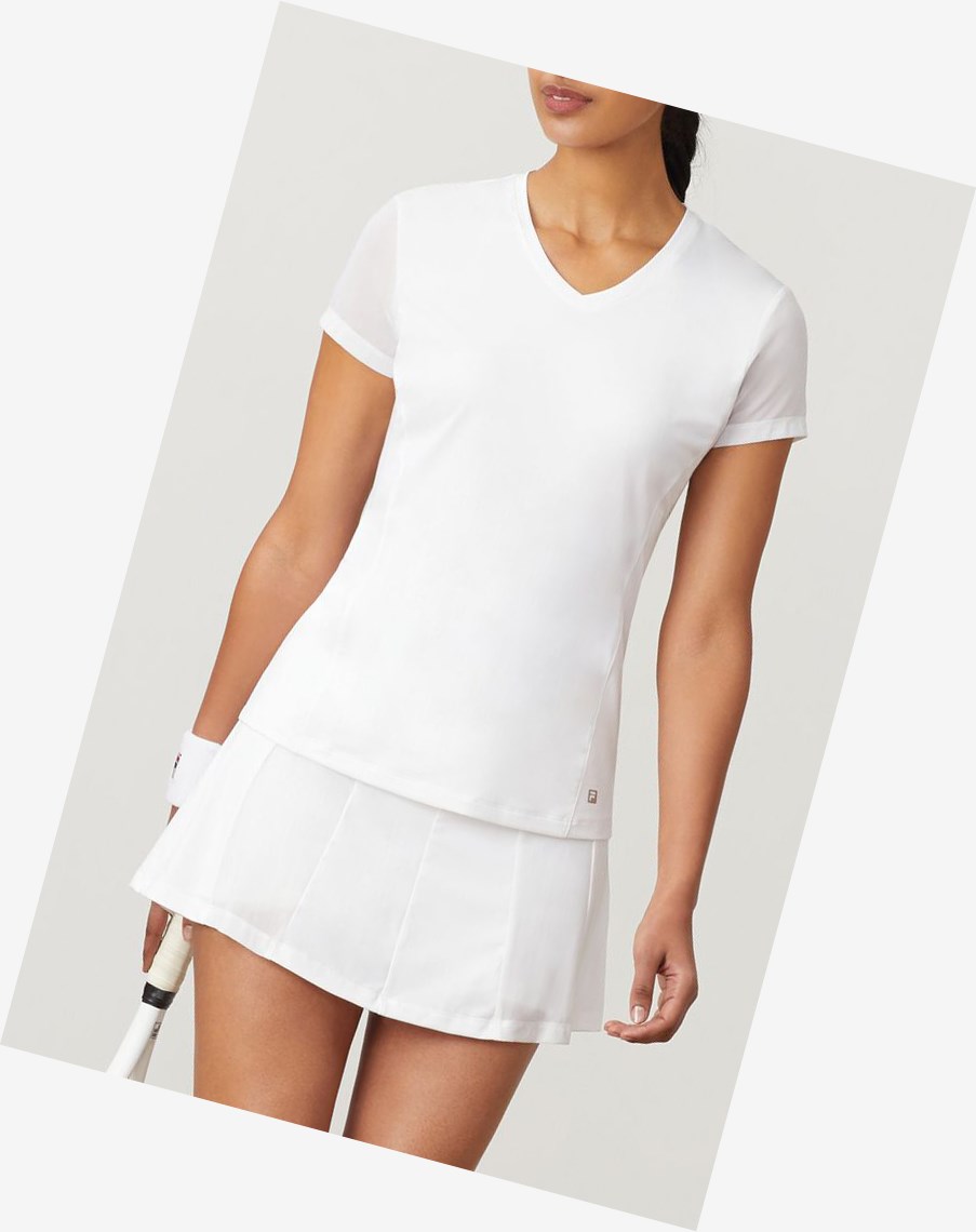 Fila White Line Mesh Slv Top Białe | KOJSL-1078