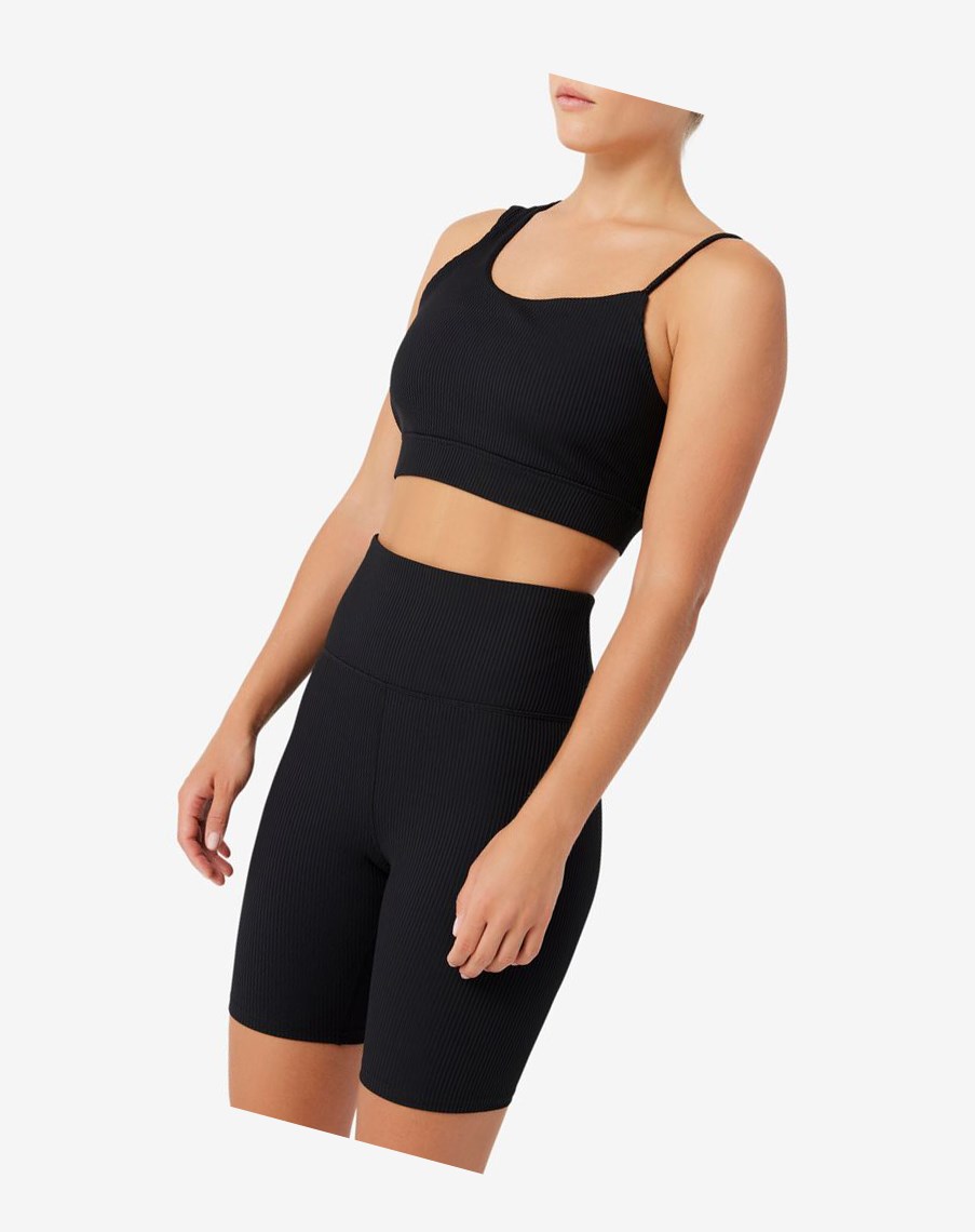 Fila Żebrowany Essentials | Karina Bra Top Czarne | AMLCQ-5371