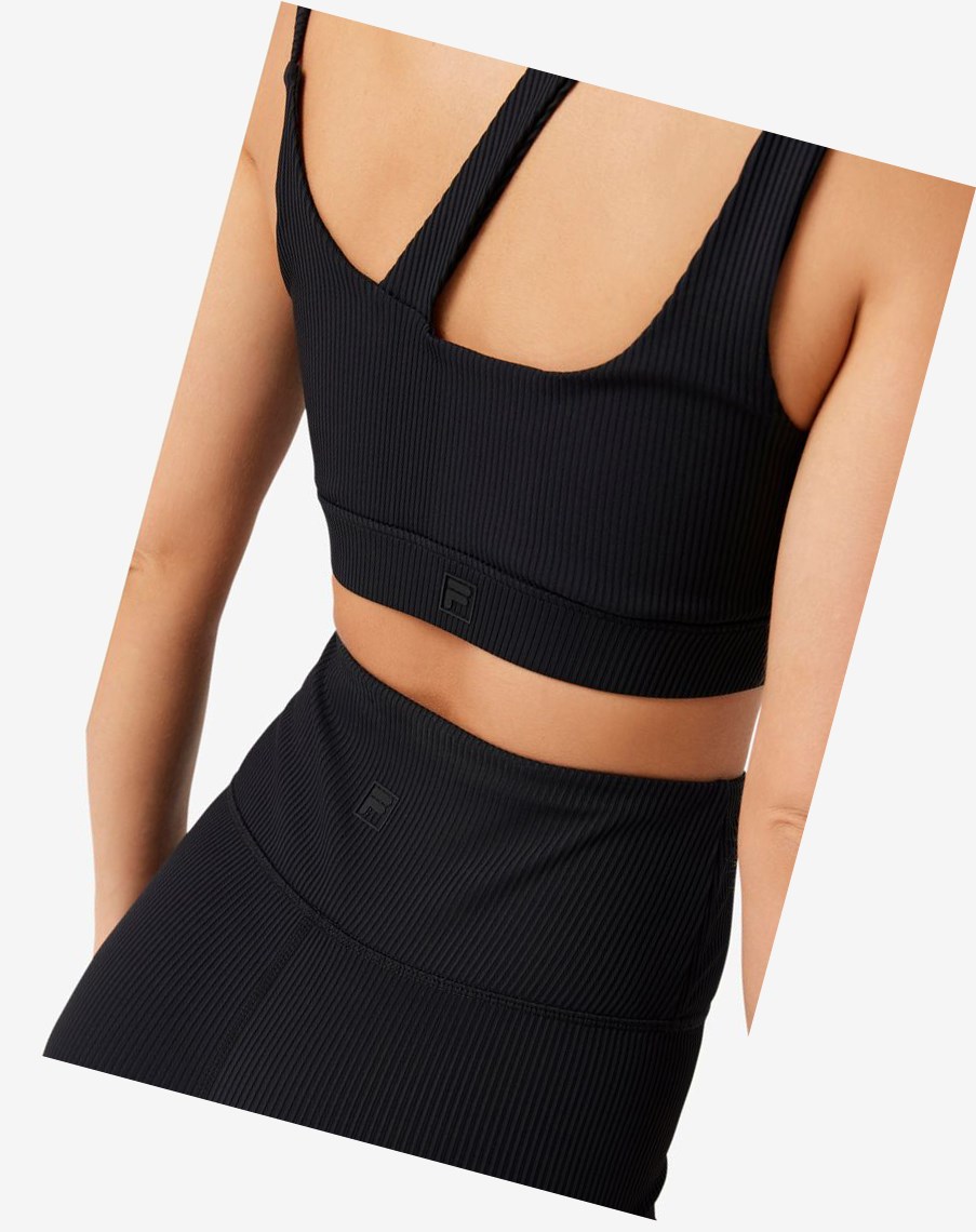 Fila Żebrowany Essentials | Karina Bra Top Czarne | TJLKV-5672