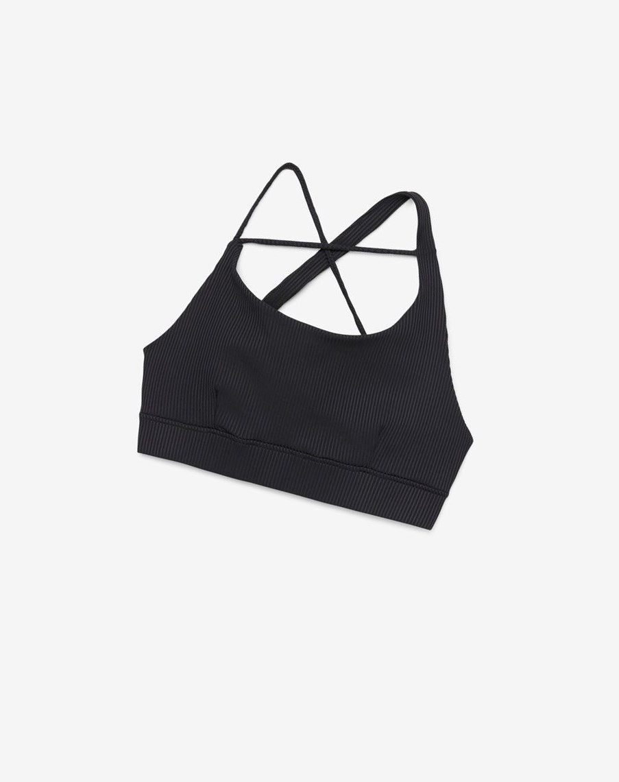 Fila Żebrowany Essentials | Sidney Bra Top Czarne | OXBZP-5468