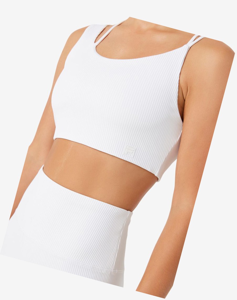 Fila Żebrowany Essentials | Teena Bra Top Białe | CFJGE-2735