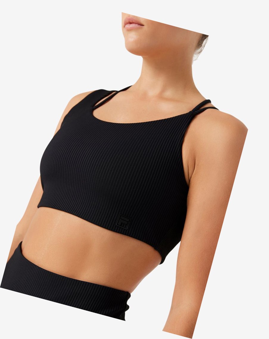 Fila Żebrowany Essentials | Teena Bra Top Czarne | UHJPI-3084